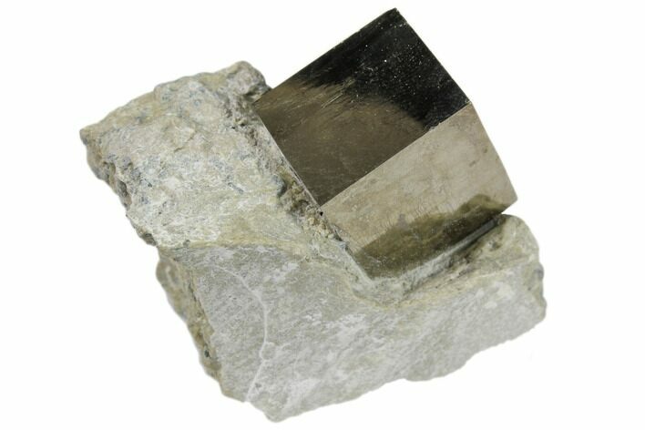Natural Pyrite Cube In Rock From Spain #82042